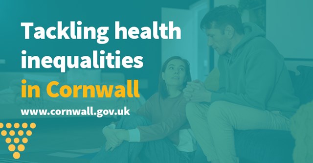 Tackling health inequalities in Cornwall - man sat on chair and woman on floor looking at man