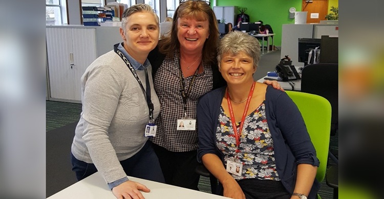 Sue Adams, far right, and colleagues