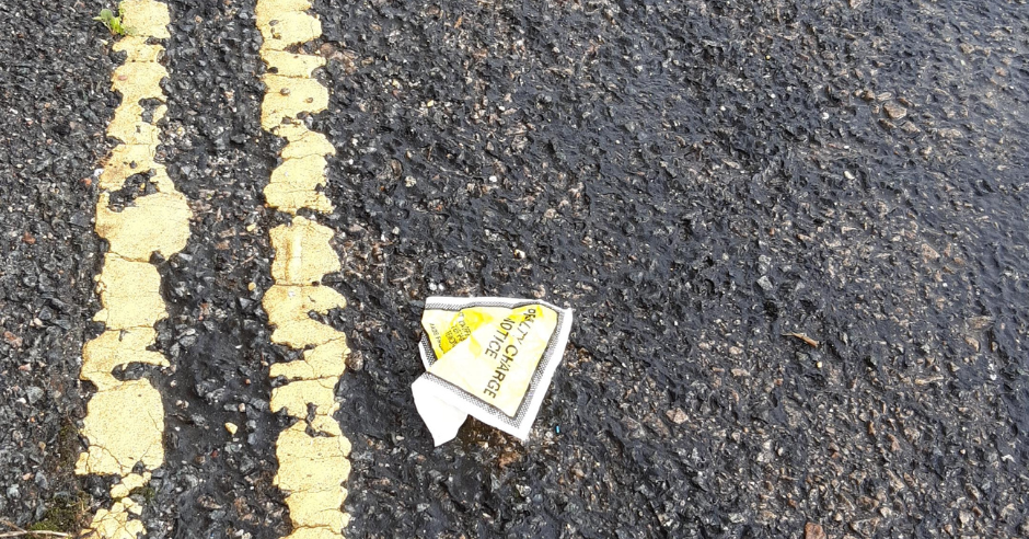 A parking ticket on the road