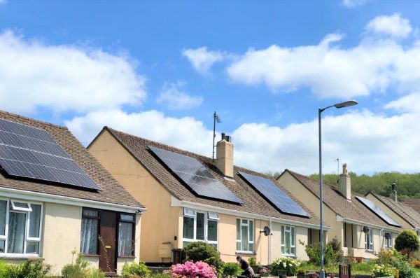 Solar panels on Cornwall Council homes in Bodmin