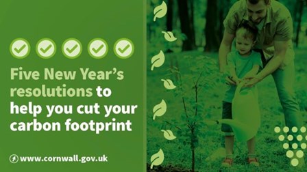 Graphic saying Five New Year's resolutions to cut your carbon footprint
