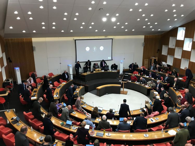 A full council meeting in progress