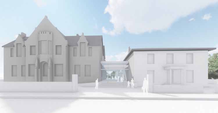 Artist impression of two buildings