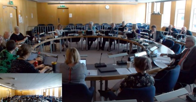 The Health and Adult Social Care Overview and Scrutiny Committee -pictured this week sat in a council meeting room