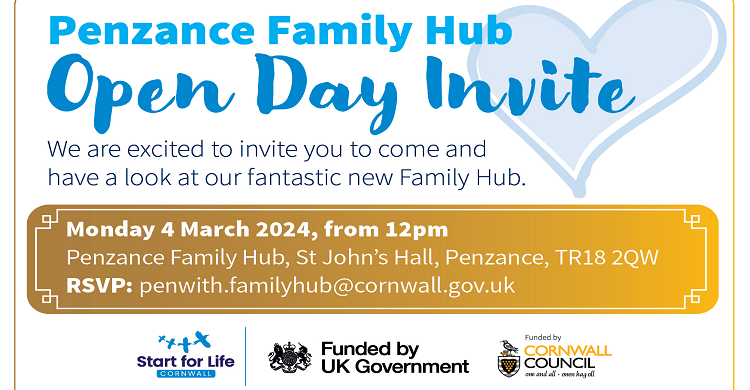 Invitation to the official launch of the Penzance Family Hub