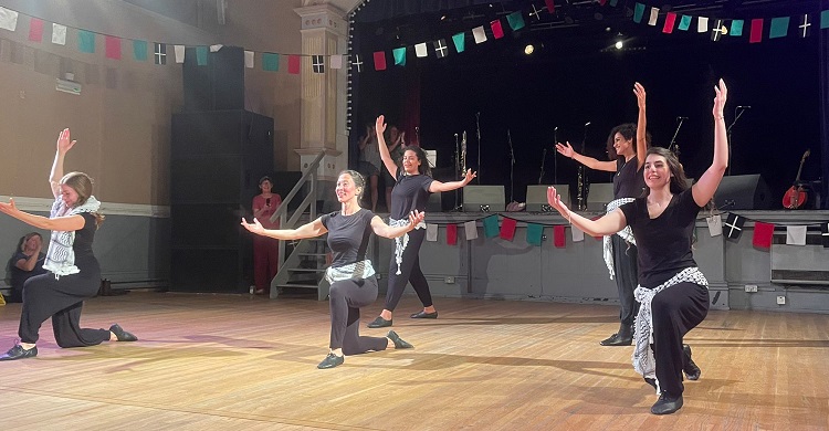Palestinian dance troupe Hawiyya ran lively dance performances and workshops in Falmouth