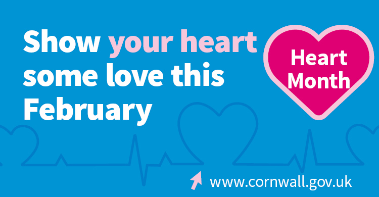 image of a heart on a blue background with the words 'Show your heart some love this February'