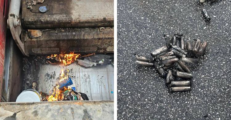 A fire on a bin lorry